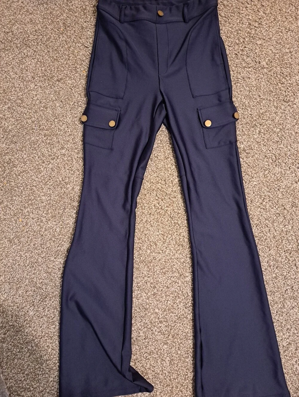 Halara High Waist Stretch Cargo Flare Pants in Dark Navy - Picture 3 of 6